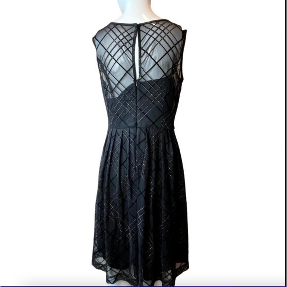 Ellen Tracy Nordstrom Black Gold Belted Fit and Flare Sleeveless Dress - Picture 7 of 13
